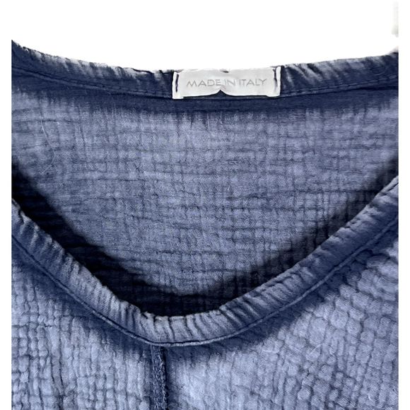 Navy V-Neck ruffle-hem top, Ornella Paris, 100% Cotton, XXL - Picture 7 of 7